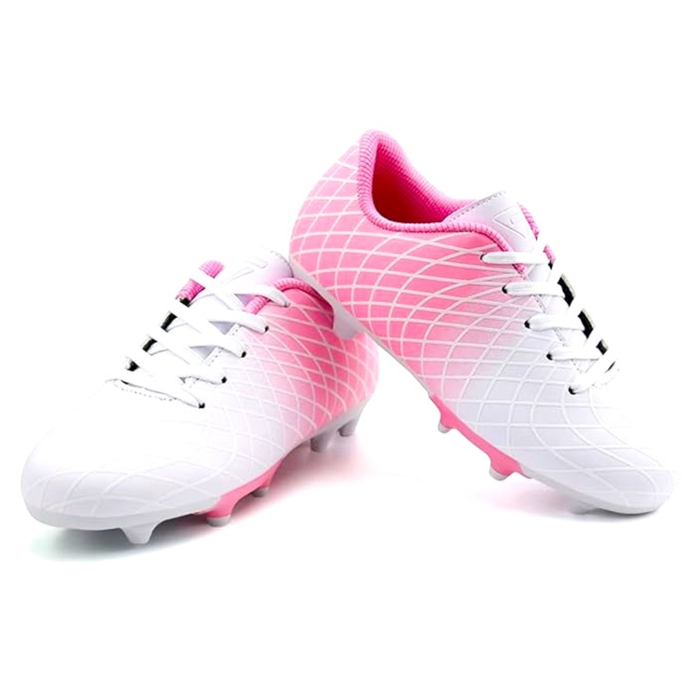 JABASIC Kids Athletic Ground Soccer
Cleats Outdoor Football Shoes White Pink